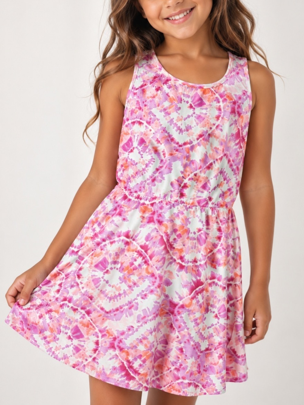 The Children's Place Pink and White A-Line Sundress Scoop Neck (877)